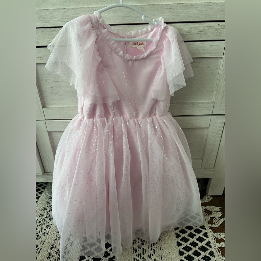 NWOT Cat & Jack Pink Glittery Tulle Dress Size 5T